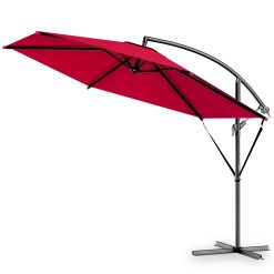 Kingsleeve® Parasol de jardin extérieur en alu Parasol déporté inclinable Ø300cm rouge avec manivelle Protection UV 80+