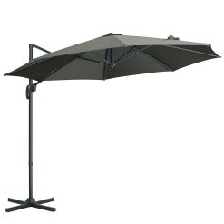 Outsunny Parasol déporté Ø 3 m octogonal inclinable manivelle avec pied en acier gris