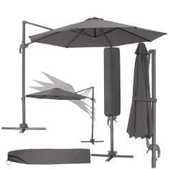 TecTake® Parasol de Jardin Exterieur Parasol Déporté, en Aluminium, Ø 300 cm, Inclinable & Réglable en hauteur, Protection UV 50+, Résistant au vent, Housse de protection incluse, Salon de jardin